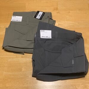 NWT Eddie Bauer Rainier Convertible Pants - Bundle Gray and Green - Size 36/32